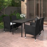 vidaXL Set mobilier de grădină cu perne 5 piese poliratan &amp; sticlă
