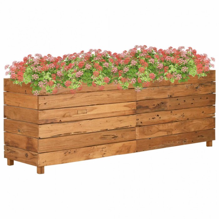 Strat &icirc;nălțat, 150x40x55 cm, lemn de tec reciclat și oțel