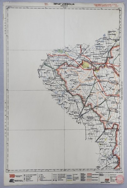 HARTA ZONEI JIMBOLIA , LITOGRAFIE de M.D. MOLDOVEANU , 1936