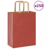 vidaXL Pungi de h&acirc;rtie 250 buc cu m&acirc;nere roșii 21x11x28 cm
