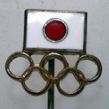 I.632 INSIGNA STICKPIN JAPONIA OLIMPIADA CERCURI OLIMPICE 13/12mm email