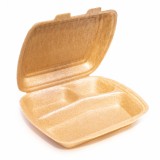 Cumpara ieftin Caserole Polistiren BIO 3 Compartimente XPP 1000gr, 24x24cm, Set 100 Bucati, Catering, Fast Food, Termorezistente