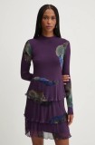 Desigual rochie PENSEE culoarea violet, mini, dreaptă, 24WWVK34