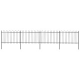 vidaXL Gard de grădină cu v&acirc;rf curbat, negru, 6,8 x 1,2 m, oțel
