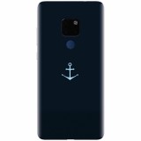Husa silicon pentru Huawei Mate 20, Blue Navy Anchor Illustration Flat