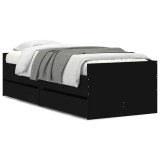 Cumpara ieftin Cadru de pat cu sertare, negru, 90x190 cm