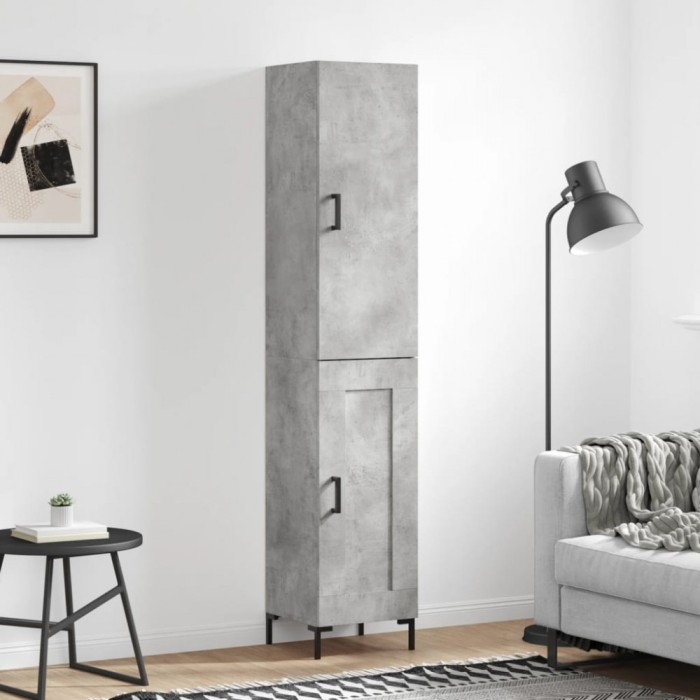 vidaXL Dulap &icirc;nalt, gri beton, 34,5x34x180 cm, lemn prelucrat