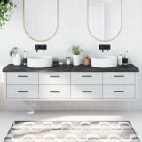 vidaXL Blat de baie, gri &icirc;nchis, 220x50x(2-6) cm, lemn masiv tratat