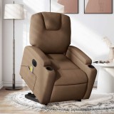 VidaXL Fotoliu electric de masaj rabatabil cu ridicare, maro, textil