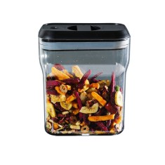 Recipient din Plastic, Cyrax, pentru Alimente/Obiecte, Inchidere Ermetica Rotire 90 grade, 2l, 20.5 x 10.5 x 27 cm, Transparent