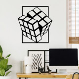 Decoratiune de perete, Rubik&#039;s Cube, Metal, Dimensiune: 64 x 69 cm, Negru, Tanelorn