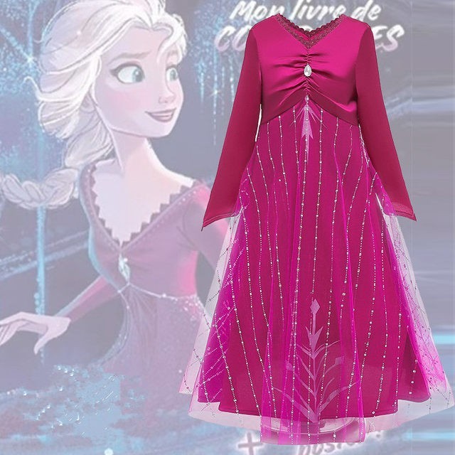 Rochie/Rochita roz Elsa Frozen 2+ coronita roz/ petreceri tematice  aniversari, 4-5 ani, 6-7 ani, 7-8 ani | Okazii.ro