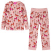 Pijamale pentru copii cu m&acirc;neci lungi roz deschis 116, vidaXL