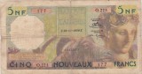 Bancnota Algeria 5 Franci Noi 1959, Africa, Uzata