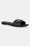 Dkny slapi de piele Dania femei, culoarea negru, K1544758