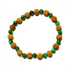 Bratara cu Rudraksha (Rudraska) si malachit