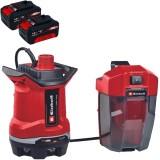 Einhell GE-DP 18/25 Li PXC + Twinpack - Pompa de apa murdara 5 m 7500 l/h carcasa plastic + Set 2 acumulatori Li-Ion 18 V 4 Ah