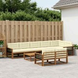 vidaXL Set de canapele de exterior cu pernă 9 pcs Natural și Crem 3382683