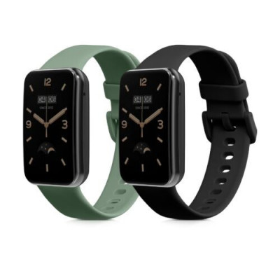 Set 2 Curele pentru Xiaomi Mi Band 7 Pro, Kwmobile, Negru/Verde, Silicon, 59602.02 foto