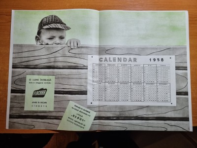 calendar flacara - pe anul 1958 foto