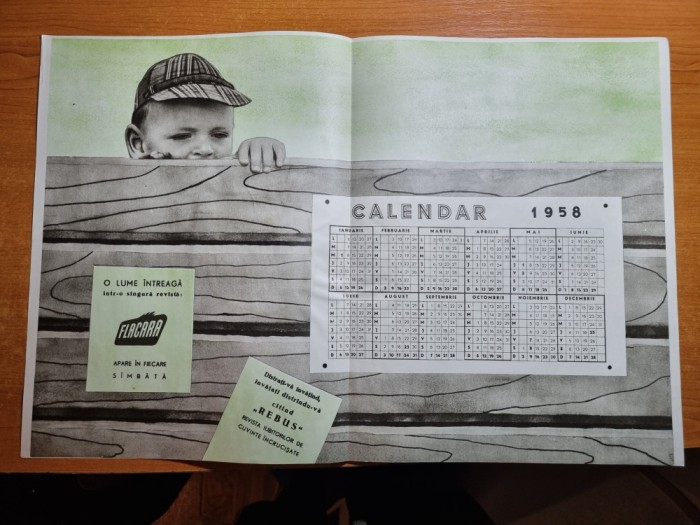 calendar flacara - pe anul 1958