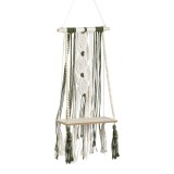 Raft decorativ suspendabil din lemn cu macrame, 25x13x42cm, CMCLASS