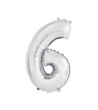 Balon Folie Cifra 35 cm Argintiu-Tip Cifra 6
