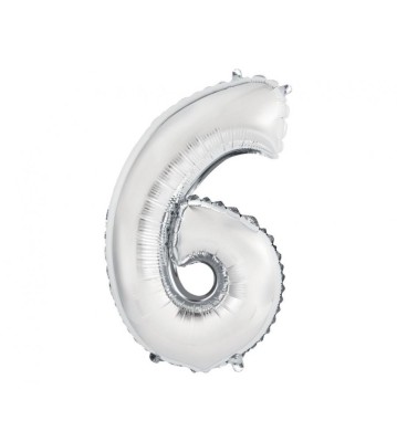 Balon Folie Cifra 35 cm Argintiu-Tip Cifra 6 foto