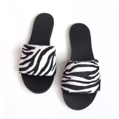 Papuci de dama din piele Elisa Zebra