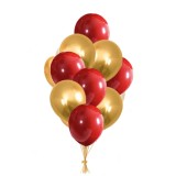 Set 10 Baloane Latex Auriu/Rosu 30cm Ropet - Aniversare, Nunta, Botez, Petrecere - Decoratiuni Evenimente