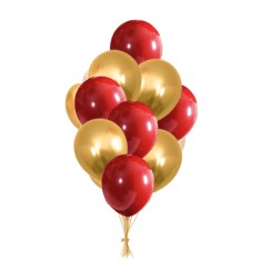 Set 10 baloane latex, Auriu/Rosu, 30cm, Ropet
