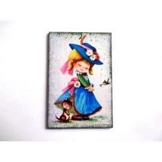 magnet frigider cu fetita si pisicuta 36338