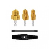 Set 3 burghie, otel, auriu, pentru tevi MMP/PVC/PPR ,Extractor pentru tevi, surub cu cap dublu 1/2&quot;-3/4&quot;