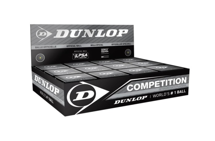 Mingi de squash de competitie DUNLOP (cutie cu 12 mingi) - RESIGILAT
