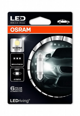 Bec OSRAM lumina calda, iluminare habitaclu centru, fata, spate 41mm (6411 Form) 4000K (M1) 6499WW-01B foto