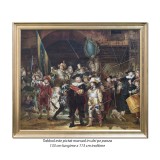 Tablou pictat manual inramat - Rondul de noapte - 133x113cm ulei pe panza reproducere Rembrandt van Rijn, LA COMANDA