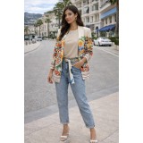 Blugi dama albastri cu talie inalta si curea textila decorativa