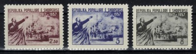 ALBANIA 1957- Revolutia socialista din Octombrie , aniv. 40 ani/serie compl. MNH foto