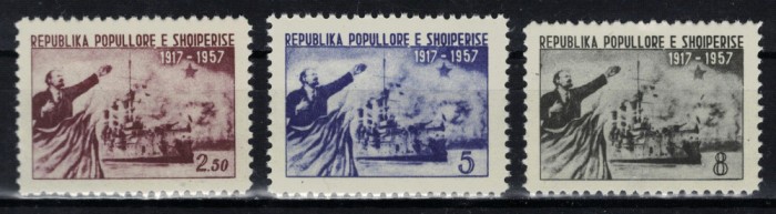 ALBANIA 1957- Revolutia socialista din Octombrie , aniv. 40 ani/serie compl. MNH