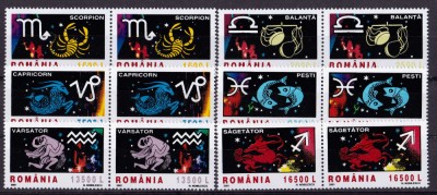 RO 2001 LP 1574 &amp;quot;Semnele zodiacului I &amp;quot; serie pereche H , MNH foto