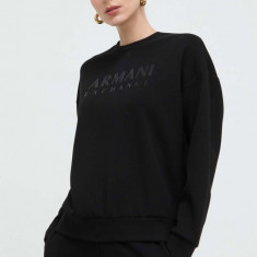 Armani Exchange bluza femei, culoarea negru, cu imprimeu