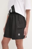 Adidas Originals pantaloni scurti Essential femei, culoarea negru, neted, high waist, JD1514