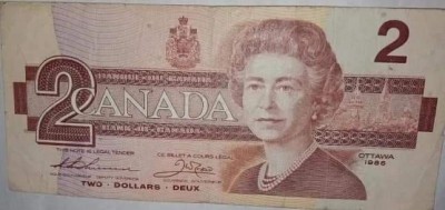 CY - 2 Two Dollars Dolari 1986 Canada / portret Regina Elizabeth II foto