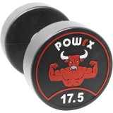 Gantera premium fitness, POWRX, coating cauciuc, bara din crom, 17.5 kg, Negru, Resigilat, Grad A