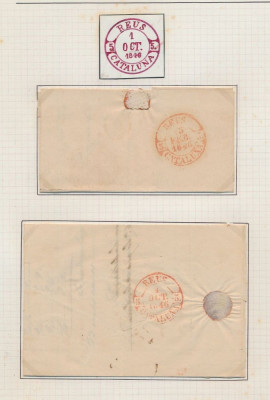 Spain 1846 Postal History Rare 2 x Stampless Cover Reus DG.039 foto