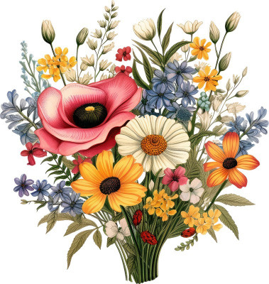 Sticker decorativ, Flori Salbatice, Multicolor, 63 cm, 1319STK-3 foto