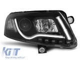 Set de faruri de tuning cu lumini DRL reale, potrivit pentru Audi A6 C6 04.2004-2008 sedan/combinate, stanga si dreapta Performance AutoTuning