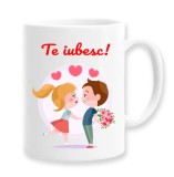 Cana alba personalizata Te iubesc, model lovers, INOVATIX&reg;. 330ml, Oem