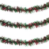 Beteală Crăciun, Model Tinsel, Culoare Verde Roșu, Dimensiuni 3m x 5cm, Material Plastic, Oem