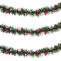 Beteală Crăciun, Model Tinsel, Culoare Verde Roșu, Dimensiuni 3m x 5cm, Material Plastic